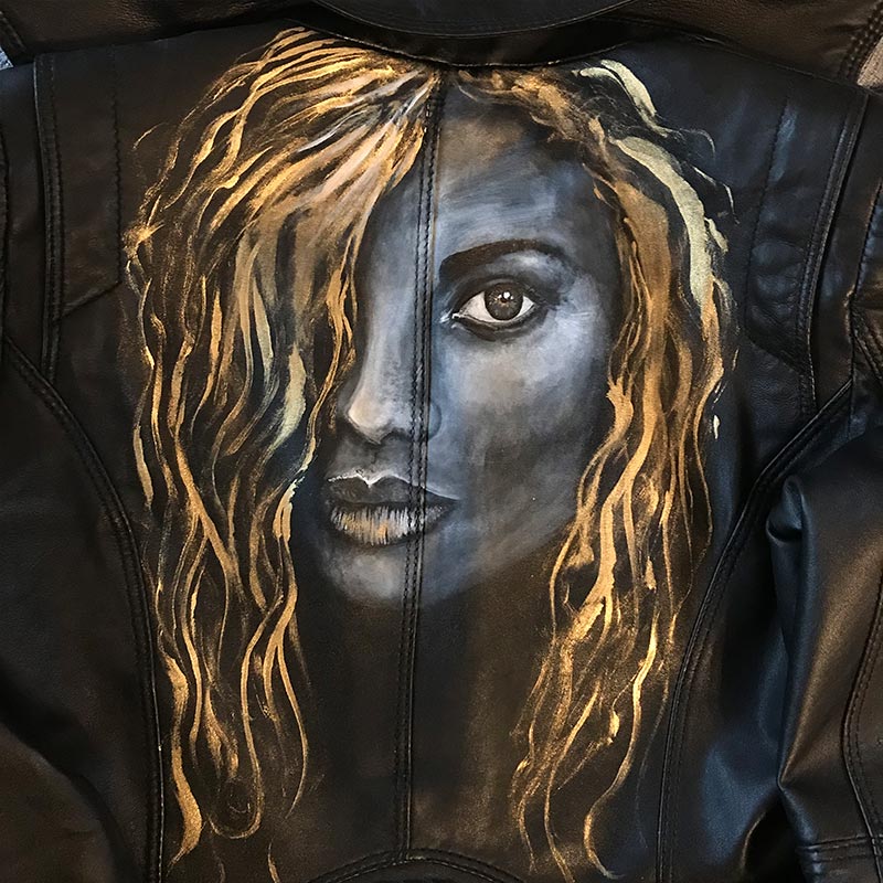 handbemalte Lederjacke